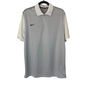 Mike Dri-FIT Men's Polo Two Toned Gray and White Collar Sleeves Size Large